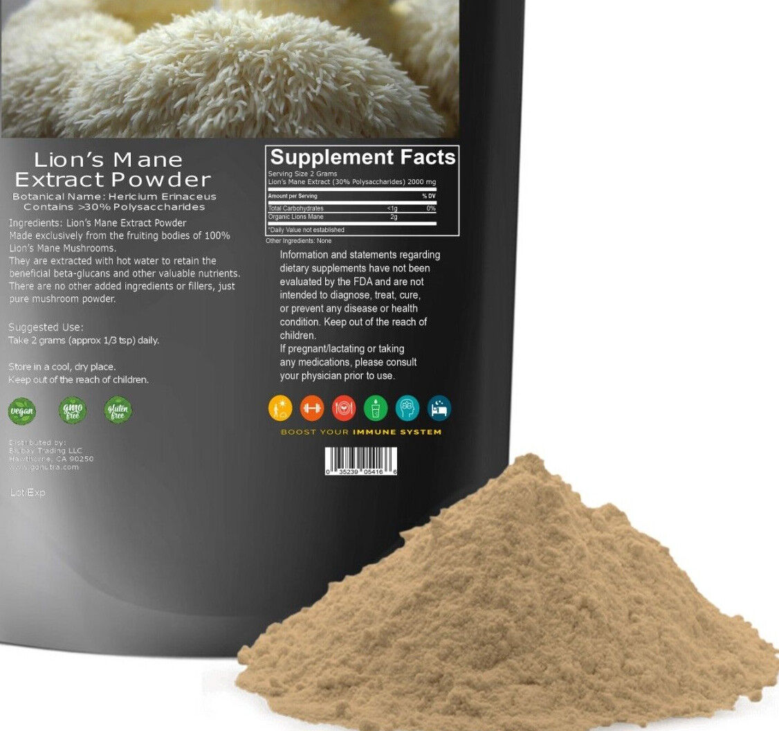 Lion's Mane Mushroom Powder Pure Extract 8.8oz