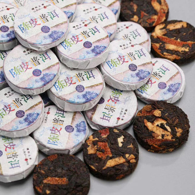 Chenpi Puerh Tea Menghai Puerh Tea Ripe Tea Aged Chenpi Small Tea Cakes Tinned