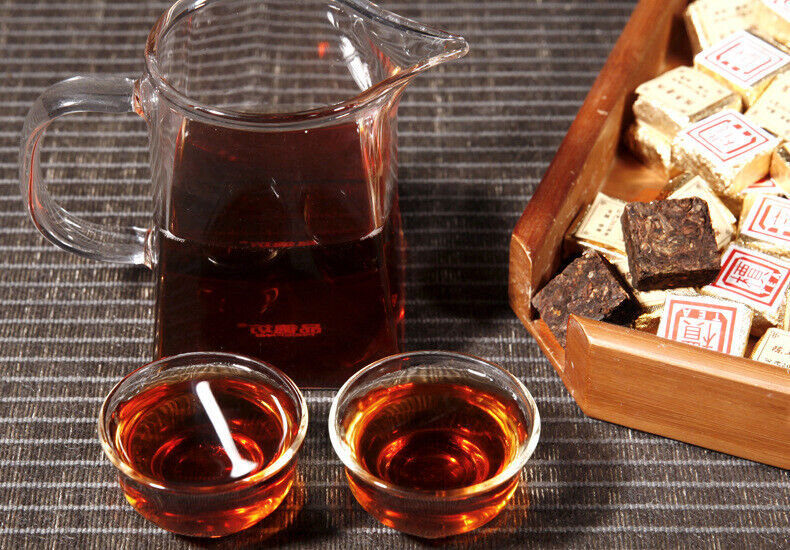 Cooked Puerh Yellow Iron Box Yunnan 250g Ripe Puer Tea Brick Old Pu'er Black Tea