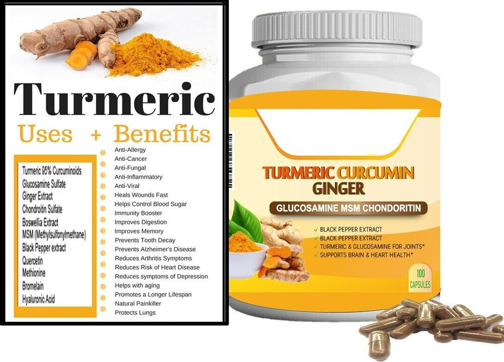 Triple Strength Turmeric Curcumin Capsules with Ginger and Bio pepper 2600mg