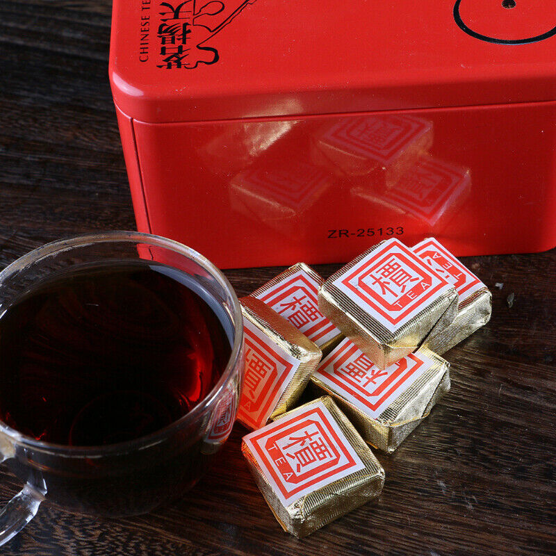 250g/8.8oz Pu-Erh Small Square Brick Pu'er Tea In Iron Box Health Care Black Tea