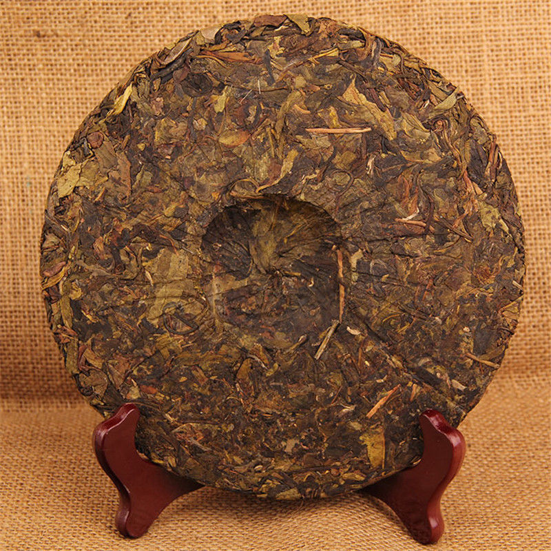 HelloYoungChina 357g Spring Puer Cake Pu Erh Raw Pu-erh Green Tea Handmade Fermented Leaf