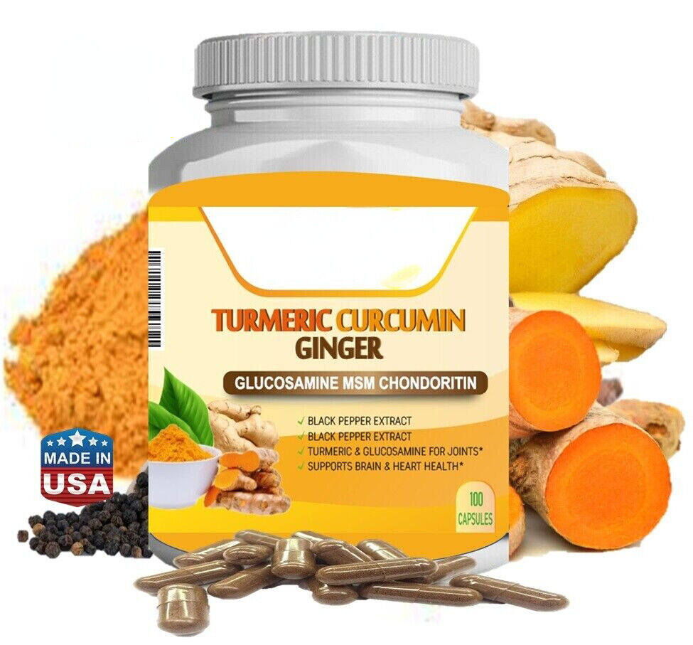 Triple Strength Turmeric Curcumin Capsules with Ginger and Bio pepper 2600mg
