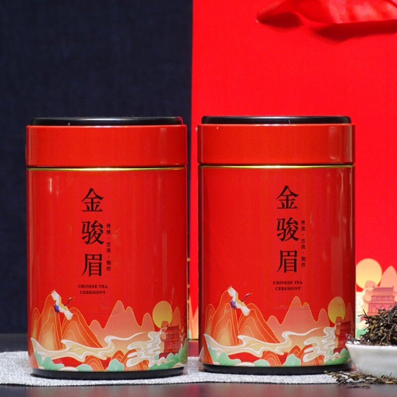 Fujian Wuyi Black Tea Jin Jun Mei Flower Fragrance Bulk Black Tea Tin 500g