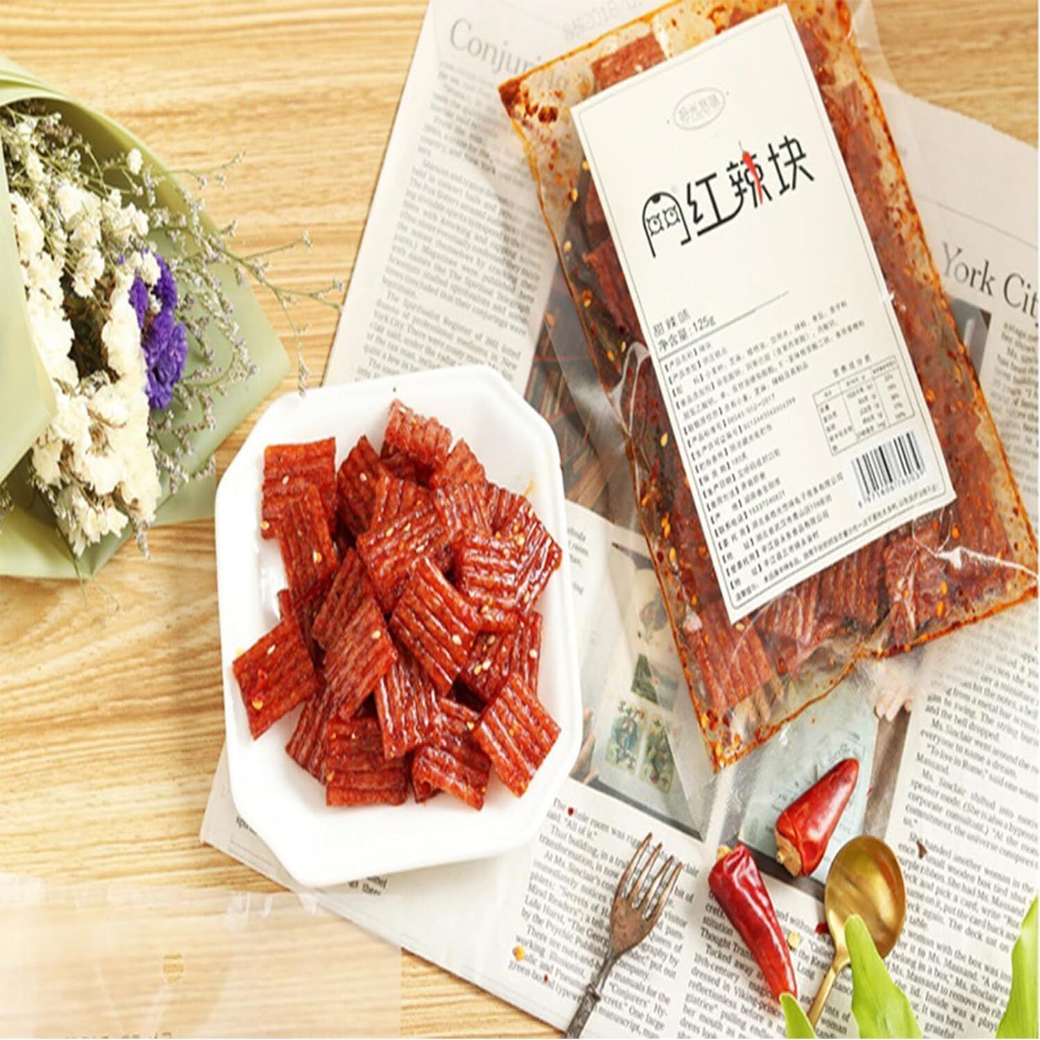 Spicy Strip Small Gluten Latiao Snack Food - Chinese Special Vegan Spicy Flavour