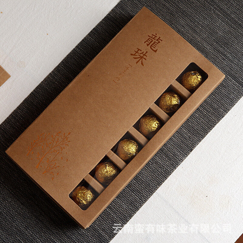 Yunnan Pu'er Tea Menghai Golden Buds Ripe Tea Dragon Pearl 18pcs (Golden Tin)