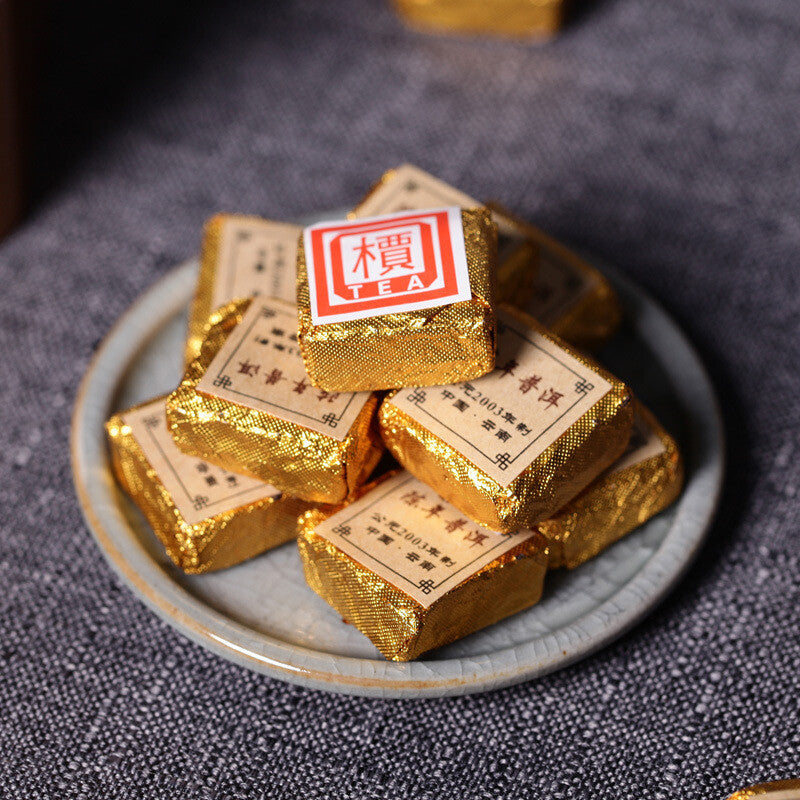 Yunnan Puerh Tea 500g 2003 Small Golden Brick Mini Tuo 檟 Square Brick