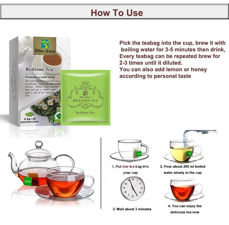 Bedtime Tea Healthy Herbs Organic Natural Herbal Sleep Well Bedtime Tea 2.5g*20