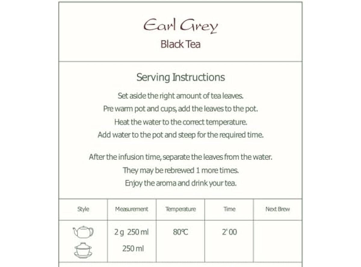Earl Grey Bergamot Black Tea - Premium Breakfast Tea with Real Bergamot Oil 250g