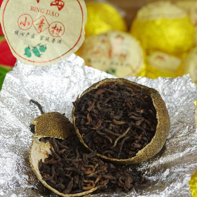 Xinhui Raw Sun-dried Xiaoqingkang Palace Puerh Ripe Tea Tinned Lemon Red Tea500g