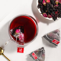 Floral Herbal Pyramid Bags Hibiscus Rose Mulberry Tea