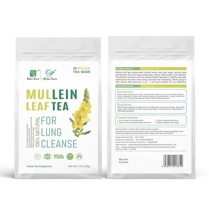 100% Natural Mullein Leaf Herbal Tea For Lung Cleansing Relief Cough Metabolism