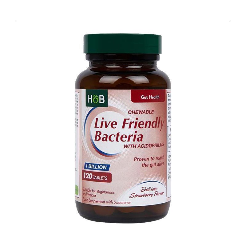 HB Herbal Probiotics Strawberry Chewing Tablets for Intestinal Care 120 Tablets