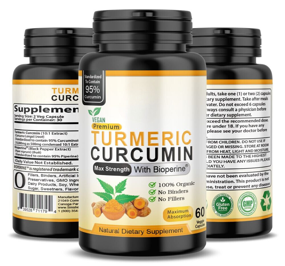 TURMERIC 95% CURCUMIN 10,000mg EXTRACT TUMERIC BLACK PEPPER ANTIOXIDANT BEST