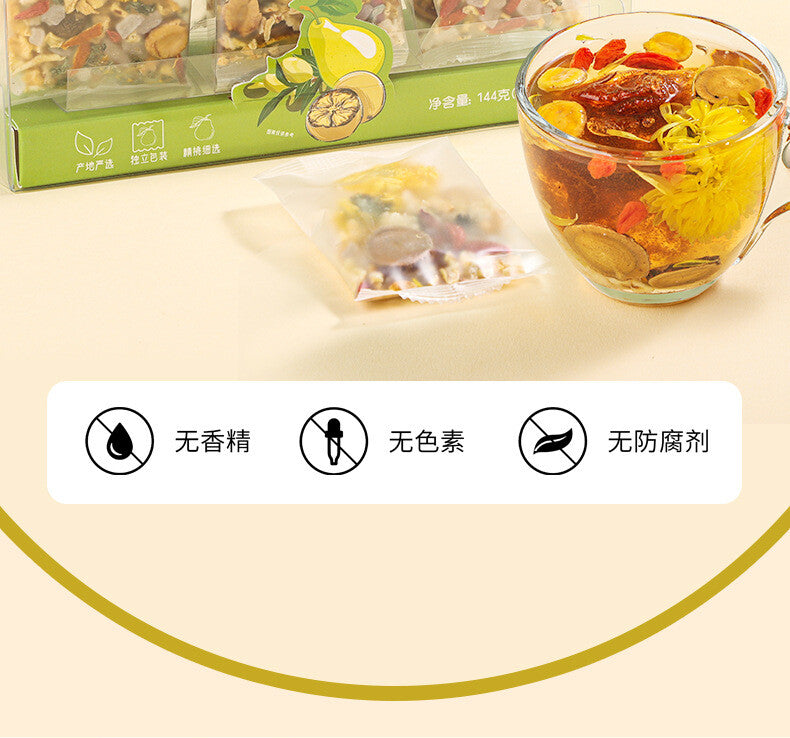 Luo Han Guo Pear Herbal Tea Bags Throat Soothing Moisturizing Sweet Drink