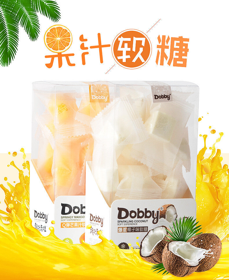 110g Q-Ball Chewy Fruit Gummies Dobby Mango Coconut Juice Soft Candy