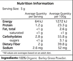 Barley Grass Powder 100% Organic Barleygrass 250g Green Superfood