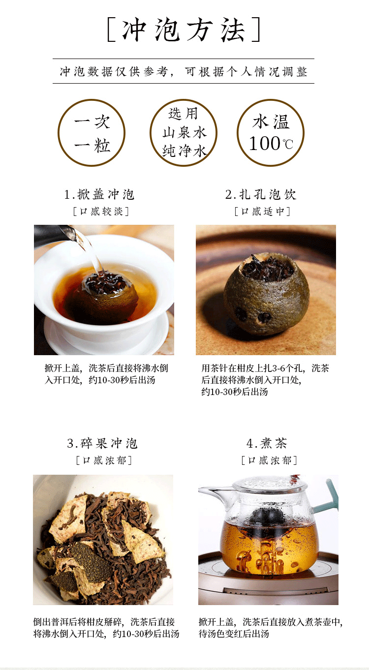 Xinhui Sun-dried Green Orange Peel Pu-erh Tangerine Peel Palace Pu'er Ripe Tea
