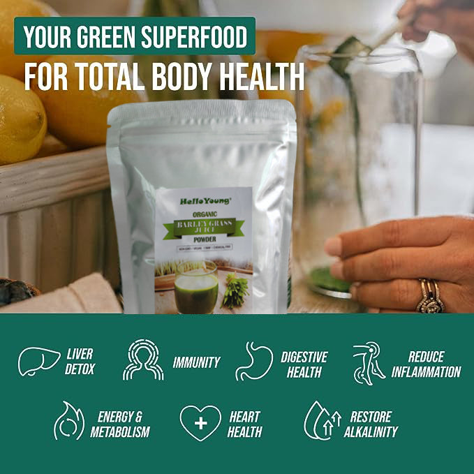 HelloYoung 100% Natural Health Care Organic Barley Grass Juice Powder