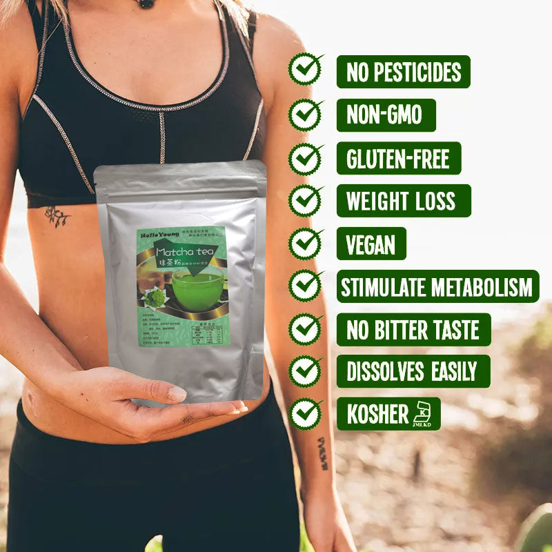 HelloYoung 100% Natural Organic Matcha Powder Culinary Ceremonial Grade 250g/bag Milk Drink Green Tea Dessert Cake Edible Baking Ingredients Ice Cream Tools