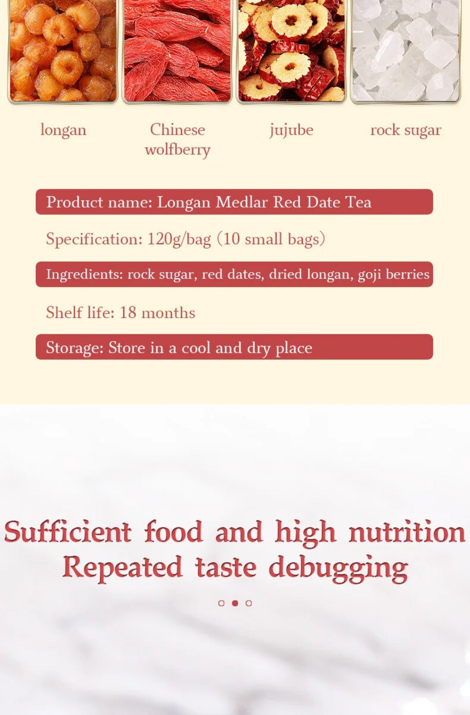 Longan Medlar Red Date Tea Healthy Herb Tea Bag 120g