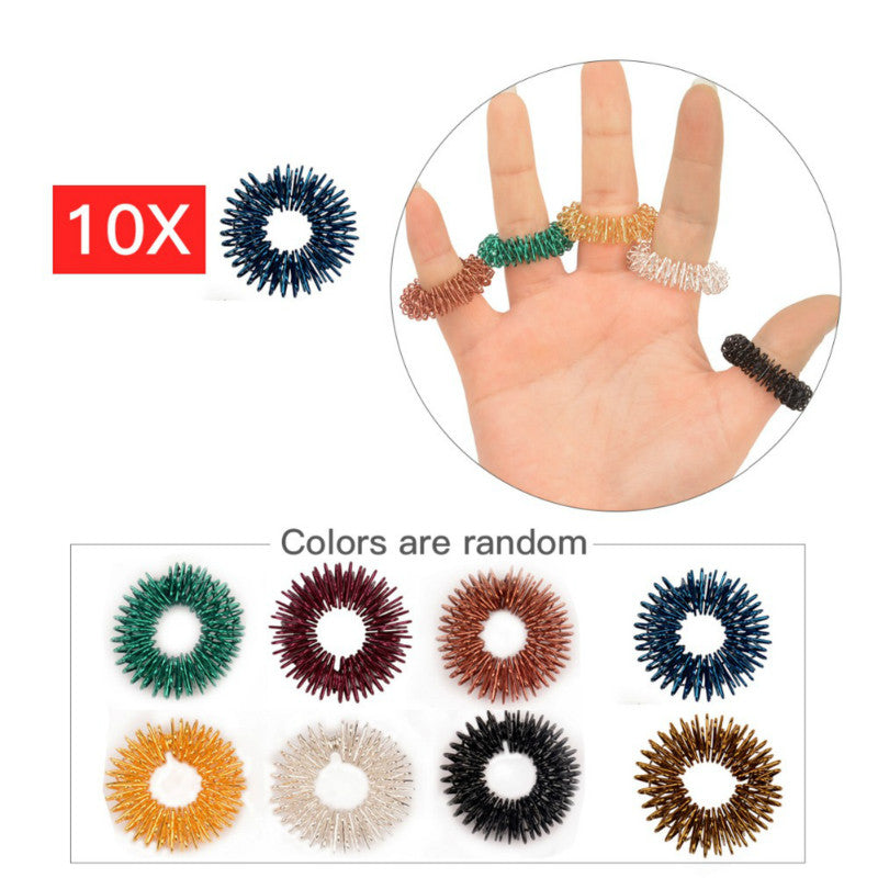 10pcs/lot  Finger Massage Ring Stimulate Elastic Hand Acupuncture Circle Body Massage Health Care Blood Circulation Stress Relax