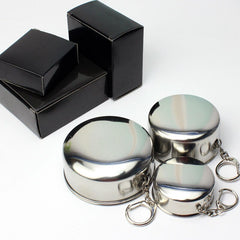 60ml 150ml 250ml Stainless Steel Camping Folding Cup Portable Outdoor Travel Demountable Collapsible Cup With Keychain