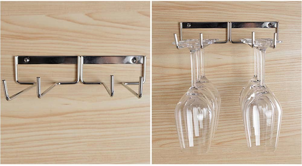Hanging Metal Wine Cup Rack Silver/Gold Bar Single/Double Rack Wine Stemware Glass Bottle Goblet Inverted Holder