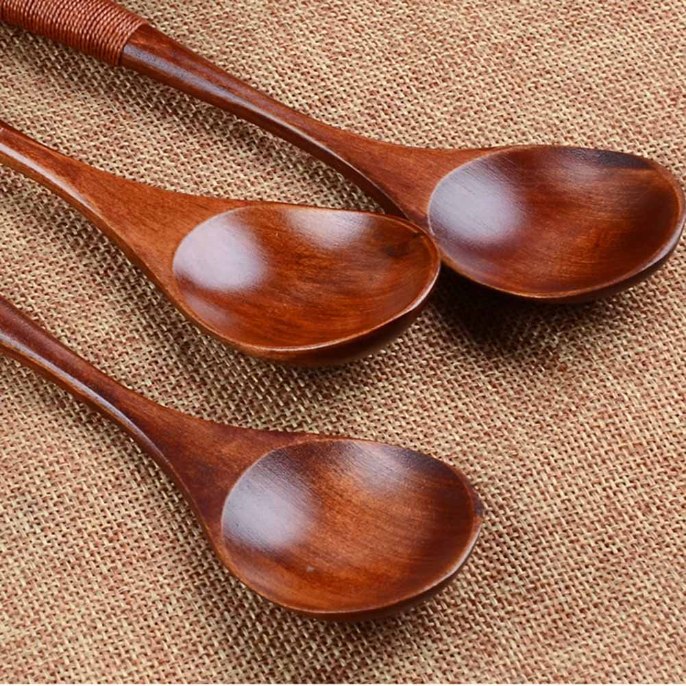 Eco Wooden Spoon Flatware Kitchen Soup Coffee Stirring Ice Cream Spoons Cooking Utensil Coffee Tea Mixing Spoons Tableware