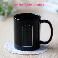 Battery Magic Mug Positive Energy Color Changing Cup Ceramic Discoloration Coffee Tea Milk Mugs Novelty Gifts