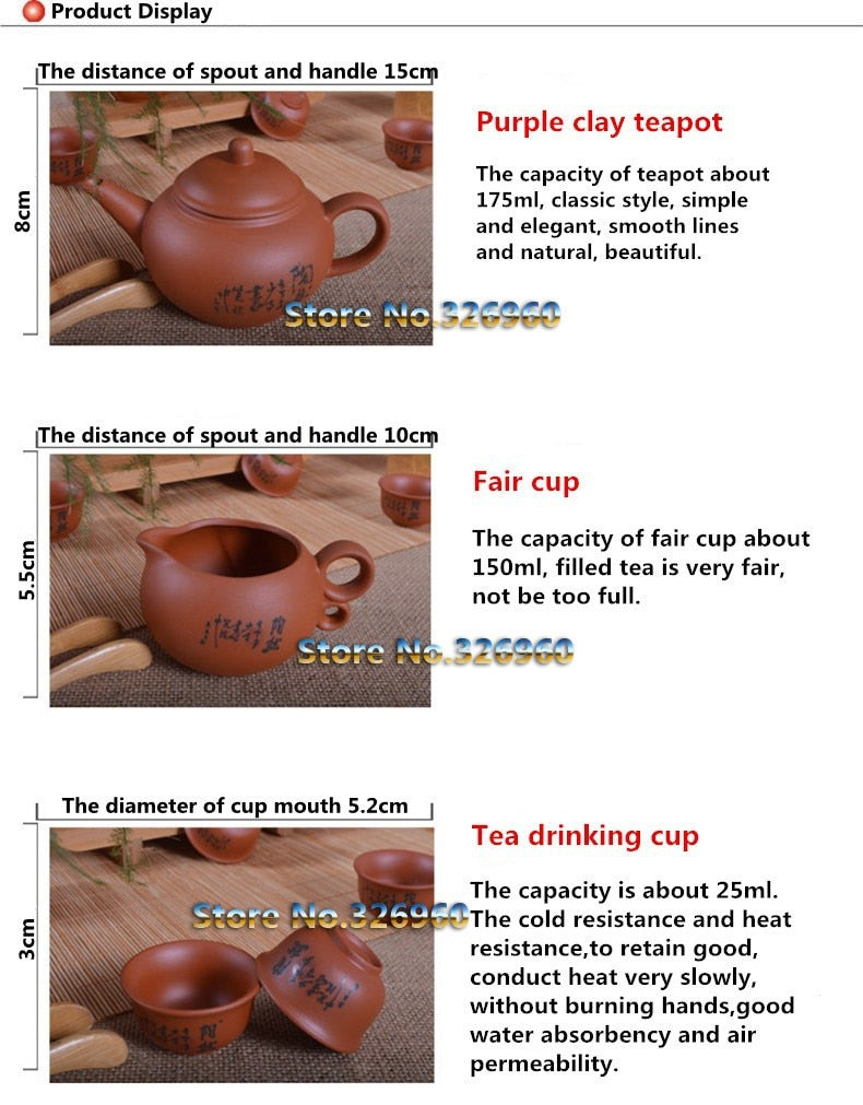 CJ237 China High-grade Purple Sand Tea Set Purple Clay Kung Fu Tea Set Teapot Purple Grit Teapot Teacup Handmade Ceramic Tea Set
