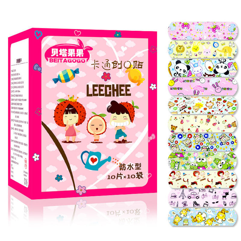 50Pcs Children Dreathable Waterproof Wound Patch Waterproof Bandage Cartoon Cute Band-Aid Hemostatic Adhesive Medical Band-aid