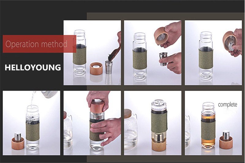 Glass tea water Bottle With Stainless Steel 304 Tea leaks Filter Bottle For Water teaTumbler My drink Car travel bottles
