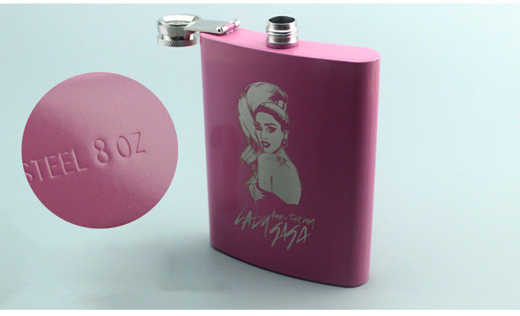 Rose Pink 8oz Hip Flask Women Portable Stainless Steel Flagon Pocket Flask For Whiskey With Gift Box