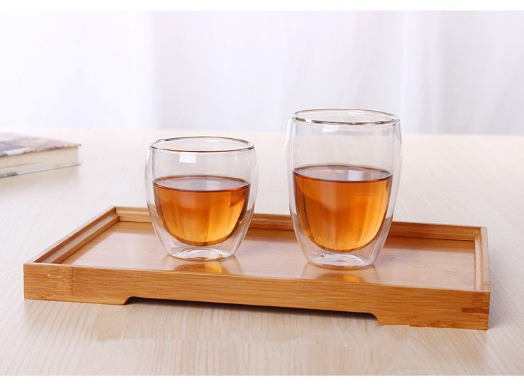 Double Glass Cup Coffee Mugs Tea Cup Transparent Heat-resistant Glass Cups With Bamboo Insulation Cup Lid Creative Wholesale