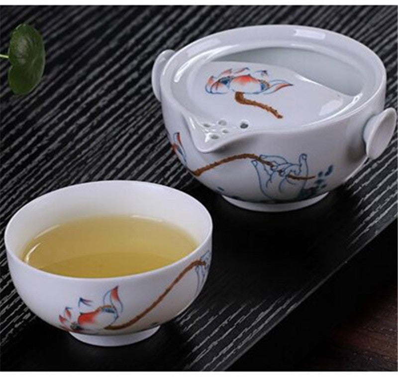 CJ225 Tea set Include 1 Pot 1 Cup, High quality elegant gaiwan,Beautiful and easy kettle teapot Chinese porcelana tea set