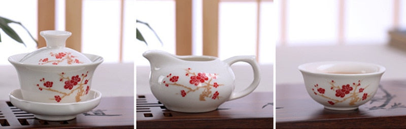 CJ234 Tea set Include total 10 pcs High quality elegant gaiwan, Beautiful and easy teapot kettle Chinese porcelana tea se