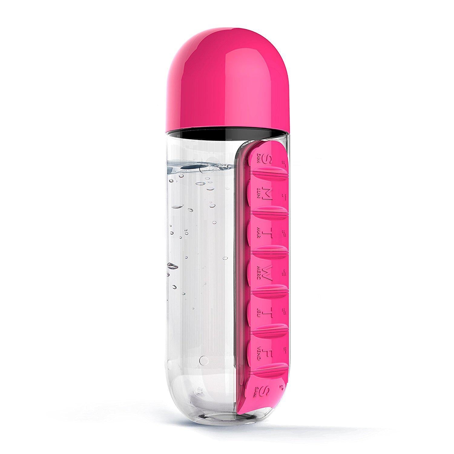 HELLOYOUNG 600ML Plastic BPA Free Water Bottle Daily Pill Box Organizer Drinking Bottles