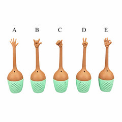 Funny Hand Gestures Tea Infuser Black Tea Strainer FDA Grade Silicone Loose Leaf Herbal Spice Holder Tea Brewing Tools
