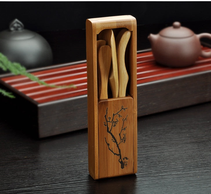 CJ253 Tea Spoon Kit Box Folding Tea Tools Set 120 Degrees Folding Rotation Tea-leaf Clean Clip tea-set