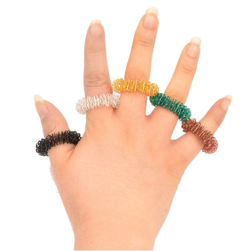 10pcs/lot  Finger Massage Ring Stimulate Elastic Hand Acupuncture Circle Body Massage Health Care Blood Circulation Stress Relax