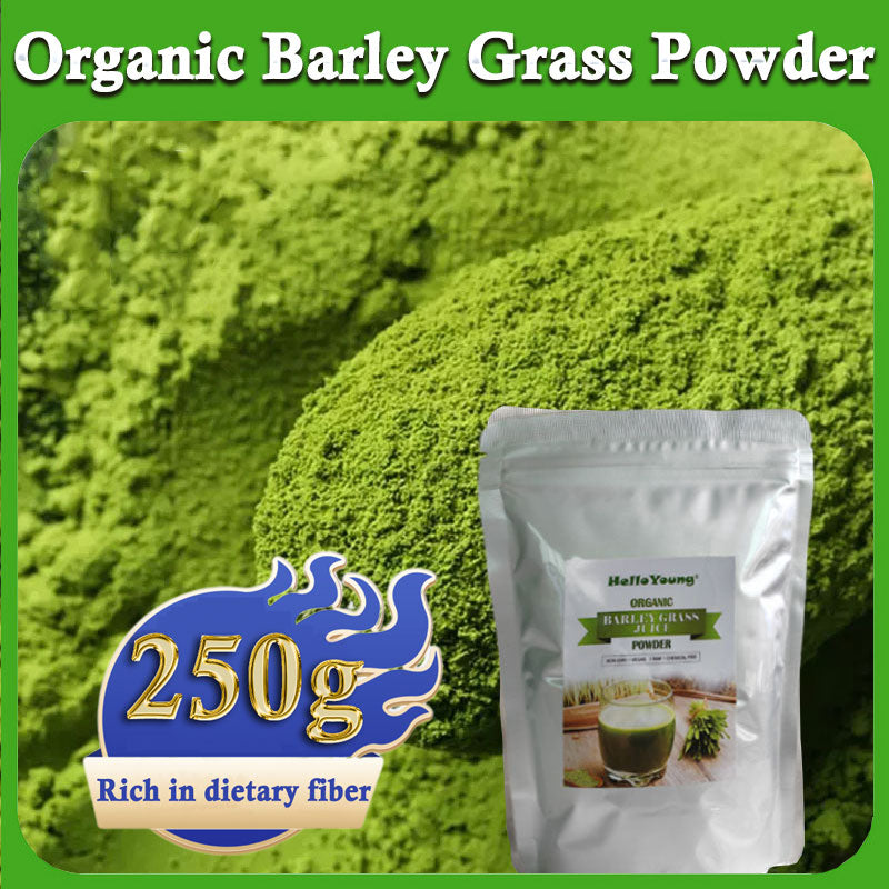 HelloYoung Unsweetened Premium Organic Barley Grass Powder 250g Non-GMO Gluten-Free Soy-Free Vegan & Paleo – Daily Greens Booster
