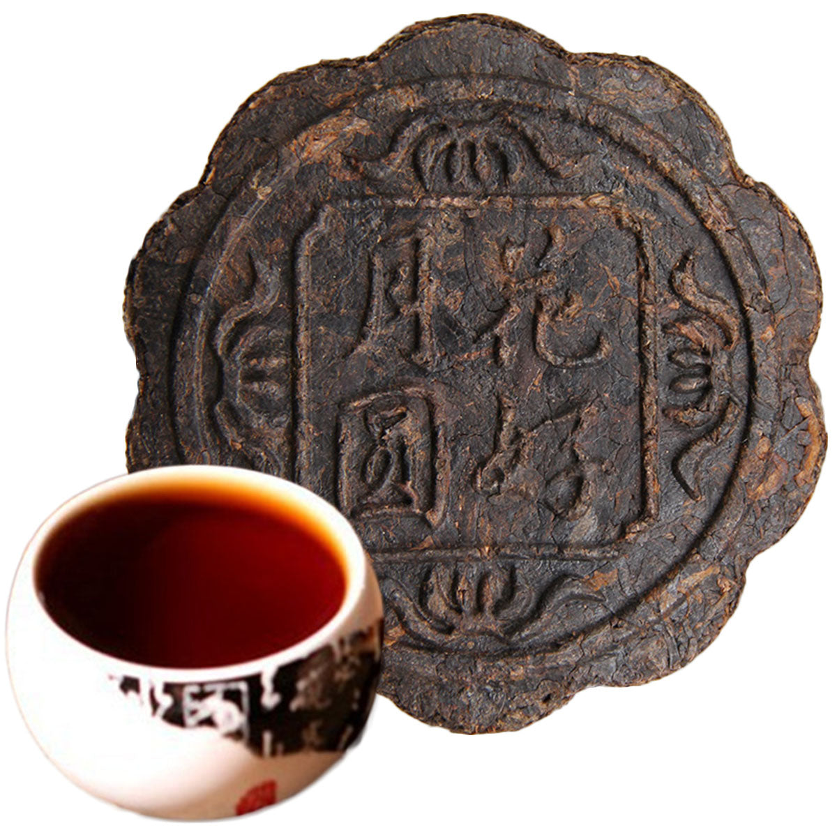 HelloYoung100g Yunnan Puerh Tea Moon Cake Flower Good Moon Round Pu Er Ripe Tea Green Food