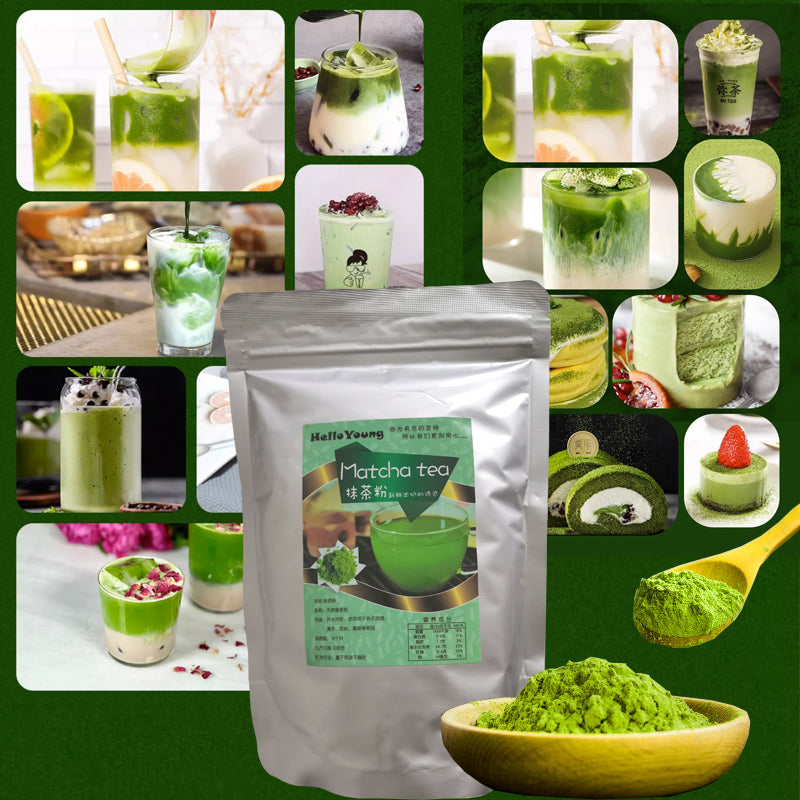 HelloYoung 100% Natural Organic Matcha Powder Culinary Ceremonial Grade 250g/bag Milk Drink Green Tea Dessert Cake Edible Baking Ingredients Ice Cream Tools
