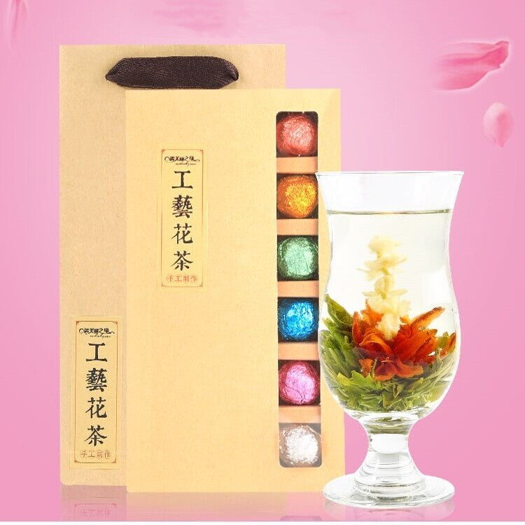 18pcs Blooming Tea Flowers Balls Green Tea Gift Box Handmade Blooming Flower Tea