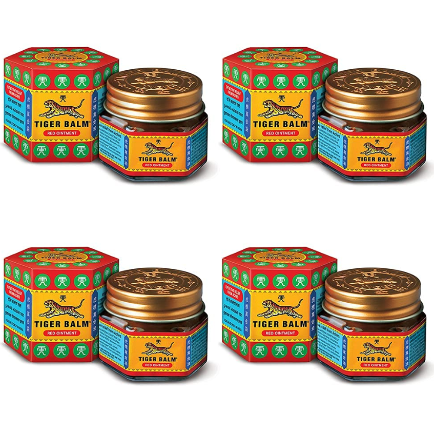 Tiger Balm (Red) Super Strength Pain Relief Ointment (pack of 4 Jars )