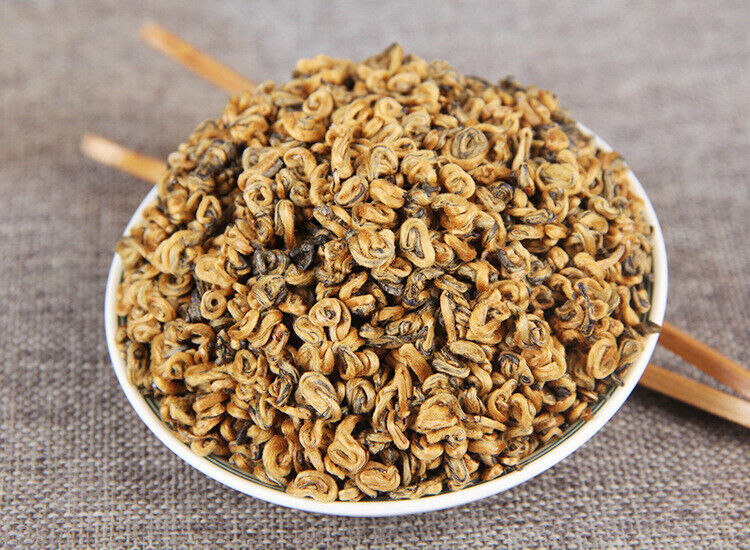 HelloYoung TeaPremium Golden Snail Dian Hong Jin Luo Handmade Pure Bud China Yunnan Black Tea