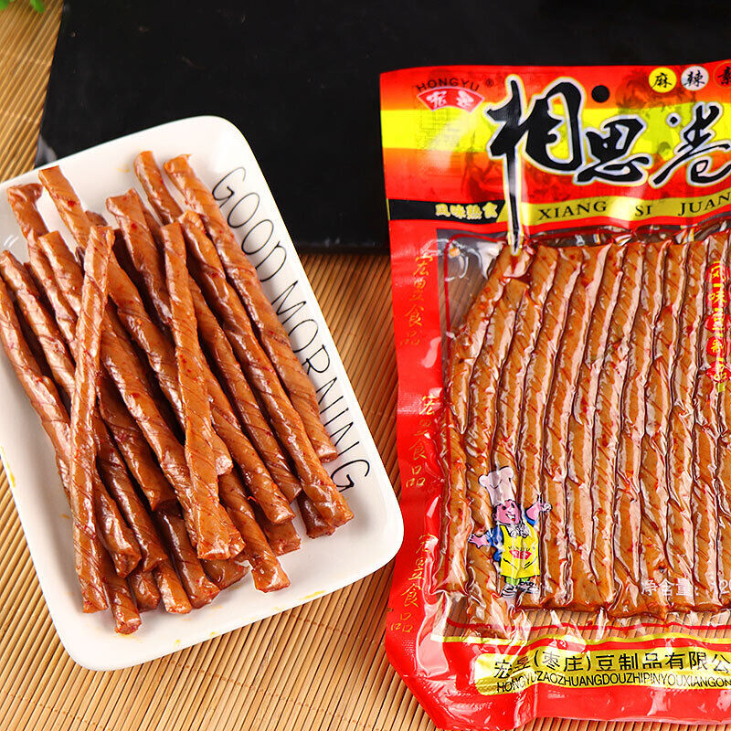 120g/bags XiangSiJuan Spicy strips Spicy bean tendon strips 老式豆筋条 豆皮卷辣条