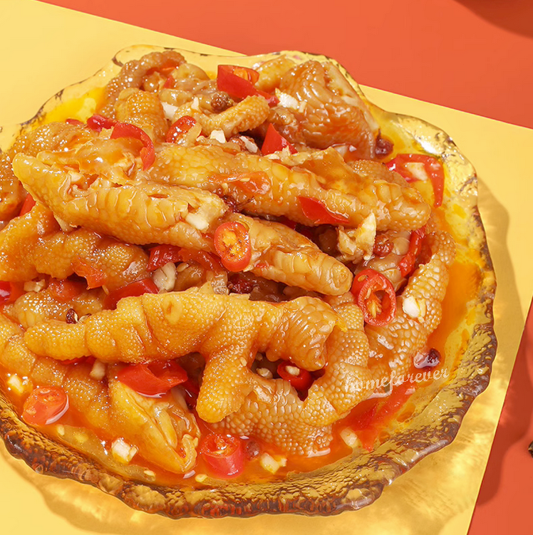 75g x 4 Bags Baicaowei Spicy Chicken Feet Snacks Without Bone 百草味去骨凤爪剁椒酸辣味