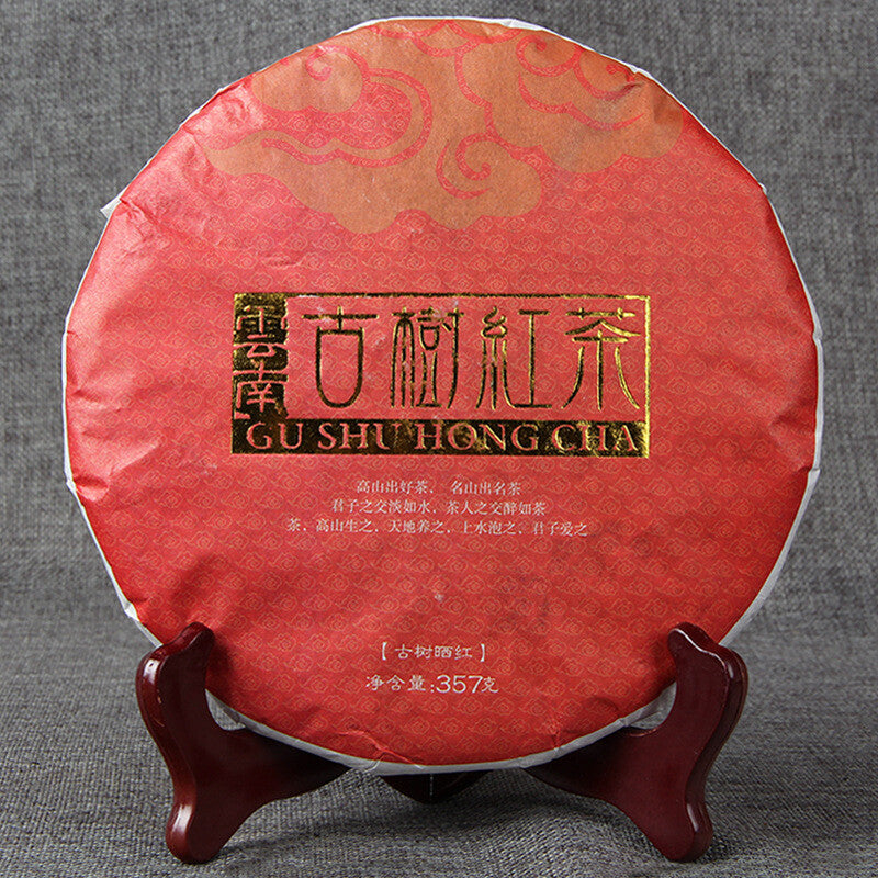 357g Red Black Tea Cake  Yunnan Old Tree Black Chinese Tea Dianhong Feng Qing